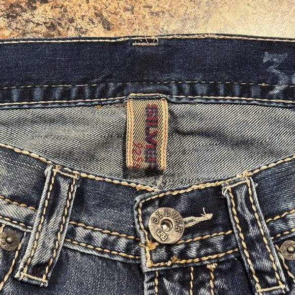 Silver Mens Jeans Zac Surplus Relaxed Straight 925 Series Flap Pocket Blue 34x32 - Picture 2 of 9